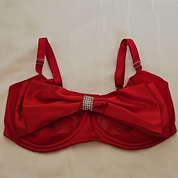 Victoria's Secret Women's Underwire Push-Up Without Padding Bow Bra Red 34DDD - Picture 16 of 16